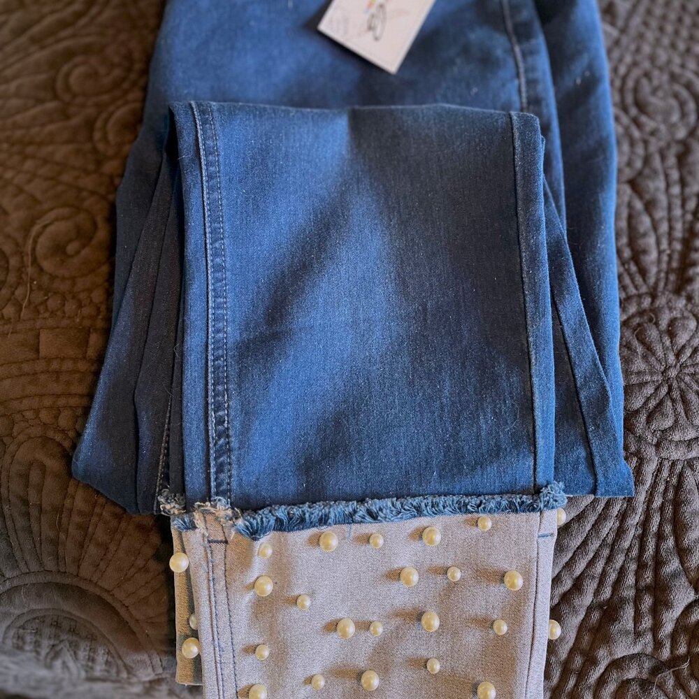 Stretch pull up ankle jeans